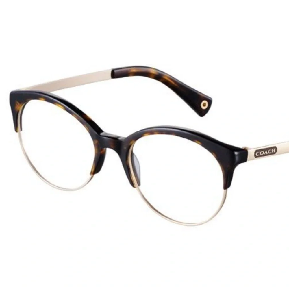 Coach frame woman RX prescription metal round tortoise brown gold round eyewear